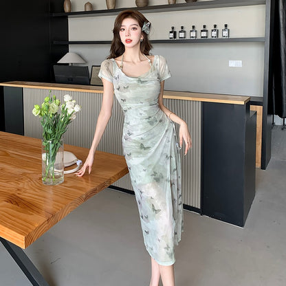 【Dress】プリントホルターネックワンピース　Ｗ11962