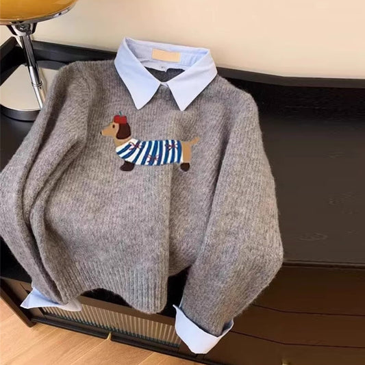 【Tops】フェイクレイヤードセーター　　Ｗ14307