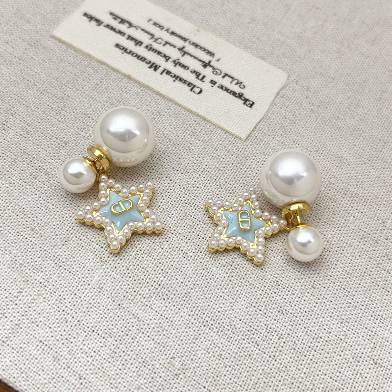 【雑貨】★パール縁どりスターピアス T01811