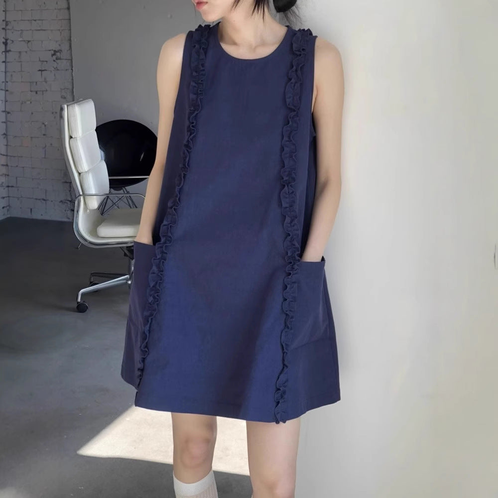 【Dress】パッチワークフリルベストドレス T01687