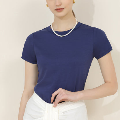 【Tops】無地ラウンドネックTシャツ T01656