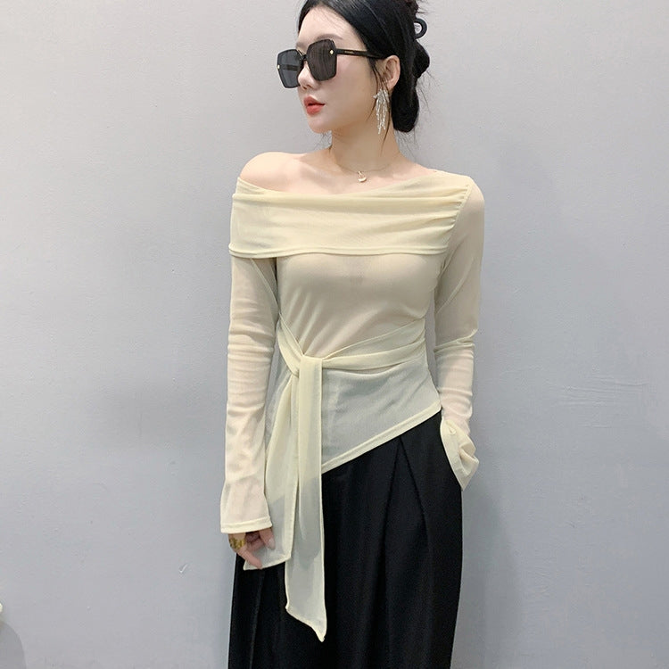 【Tops】オフショルダーTシャツ T01666