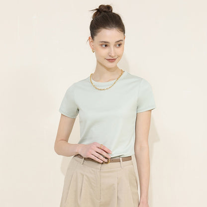 【Tops】無地ラウンドネックTシャツ T01656