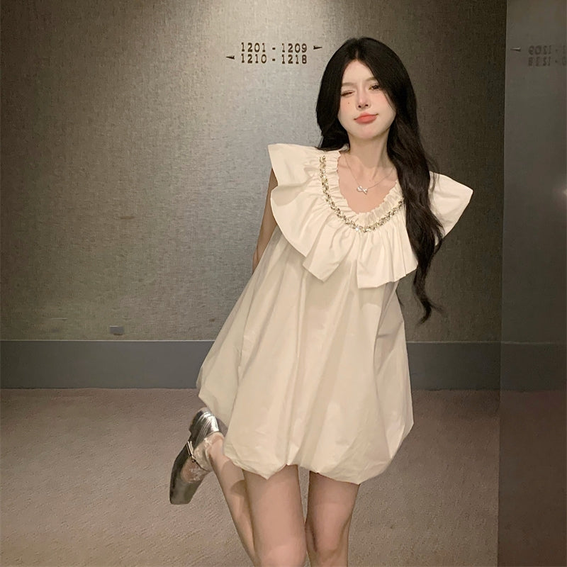 【Dress】フリルVネックドレス T01459
