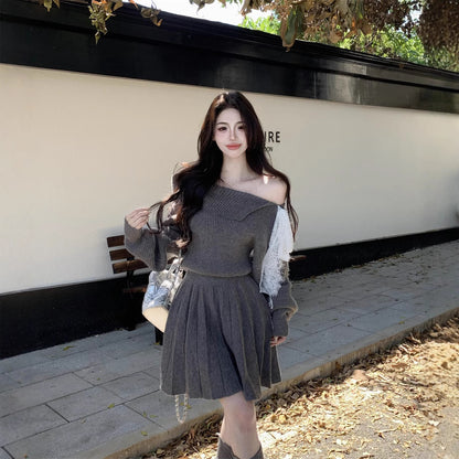【Dress】リボン付きニットワンピース　Z8255
