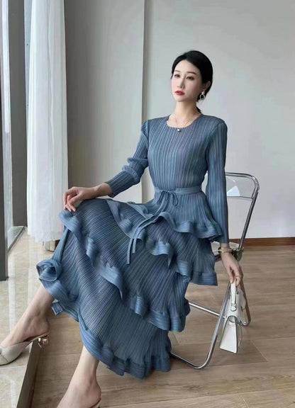 【Dress】気質フリル長袖ワンピース　Ｗ14107
