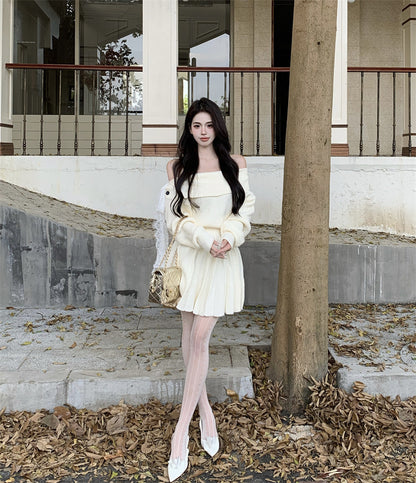 【Dress】リボン付きニットワンピース　Z8255