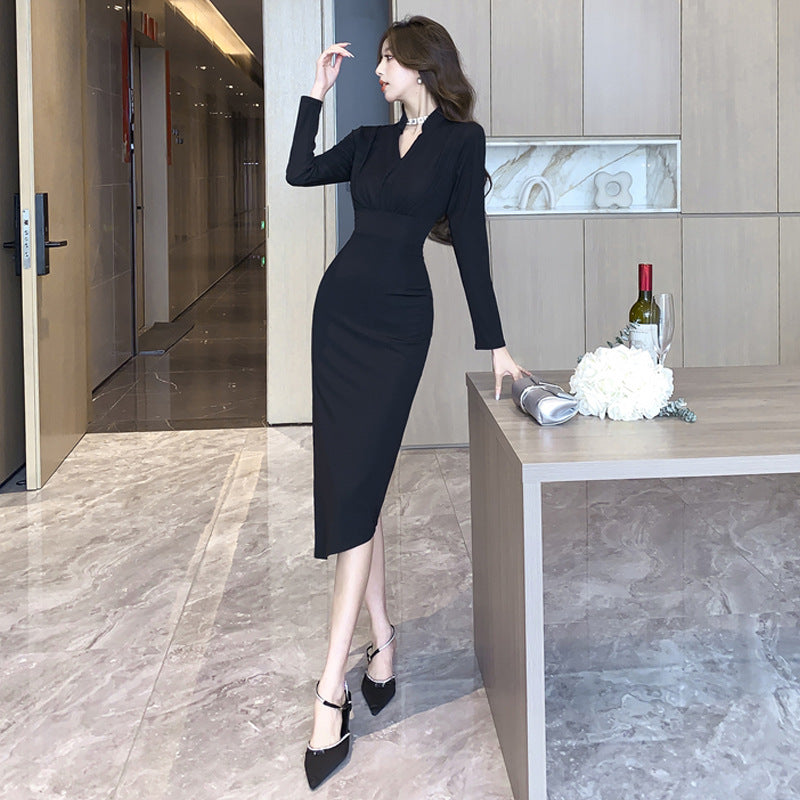 【Dress】フェミニン黒ワンピース　Z7938