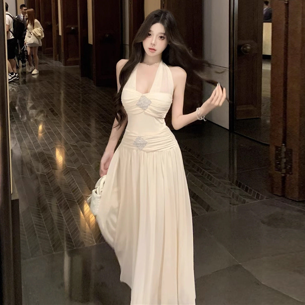 【Dress】セクシーバックレスプリーツウエストドレス T01412