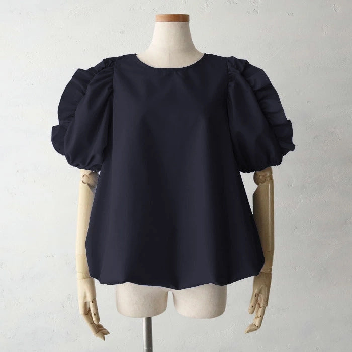 【Tops】フリル半袖シャツ T01693