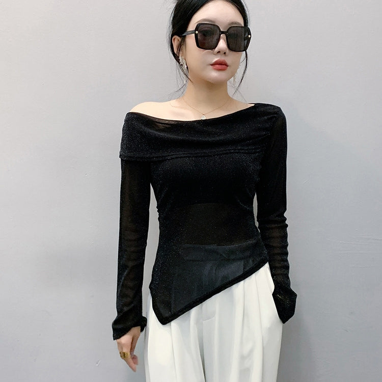 【Tops】オフショルダーTシャツ T01666