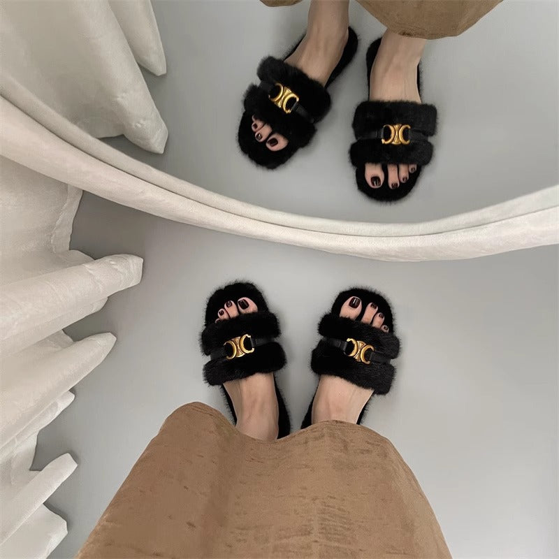 【Shoes】ファースリッパ3色展開　Z8040