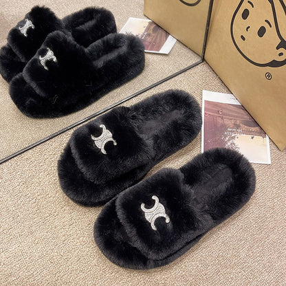 【Shoes】3色ファースリッパ    W13363