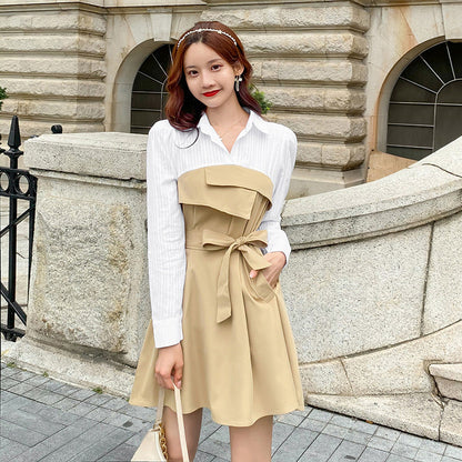 【Dress】切替Aラインシャツワンピース　Z-5850