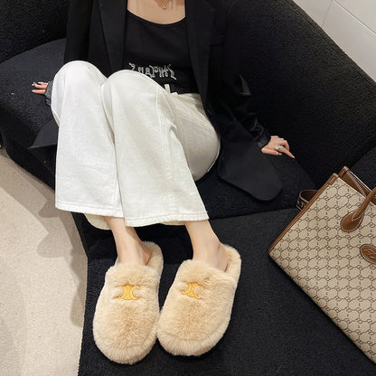 【Shoes】厚底ファースリッパ　Z7606