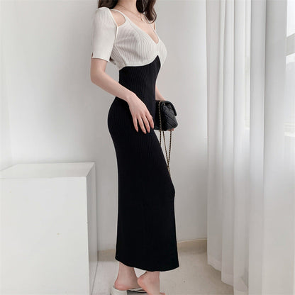 【Dress】話題沸騰中～透かし彫りロング丈タイトニットワンピース   W6980