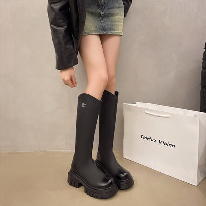 【Shoes】秋冬厚手ロングブーツ 　W14689