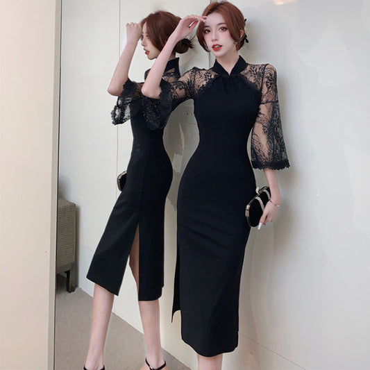 【Dress】レース切替ワンピース　Z7338