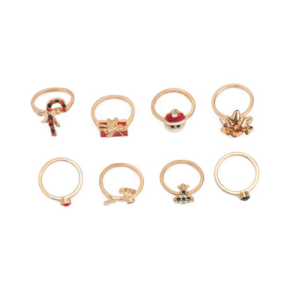 【雑貨】クリスマス指輪８点セット T01149