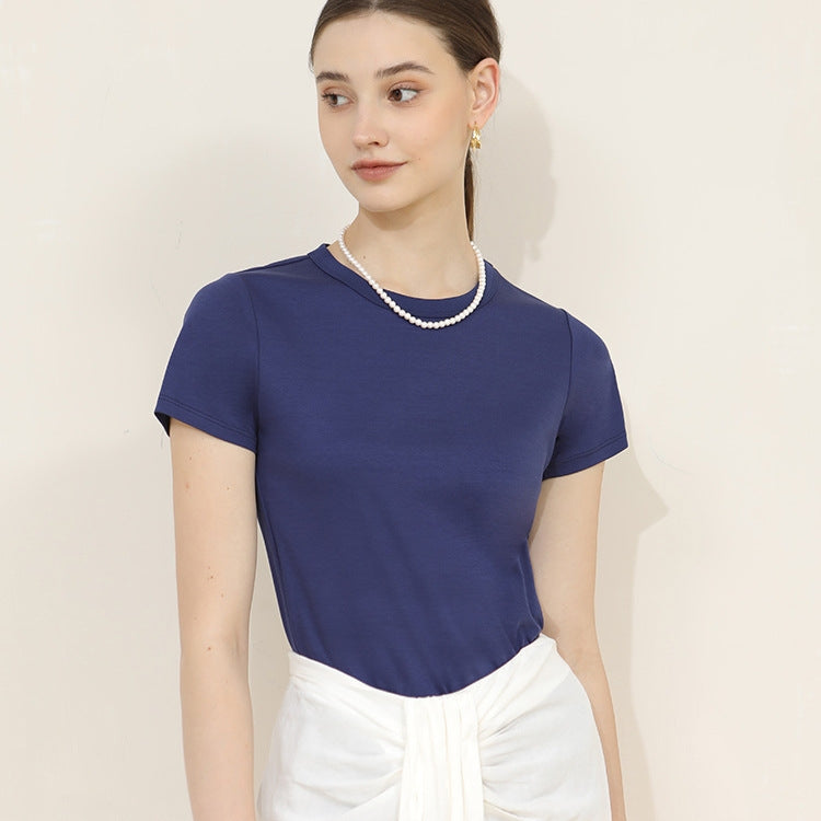 【Tops】無地ラウンドネックTシャツ T01656