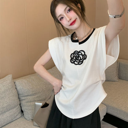 【Tops】不規則ネックラインTシャツ T01461