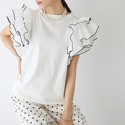 【Tops】フリルブラウスTシャツ T01673