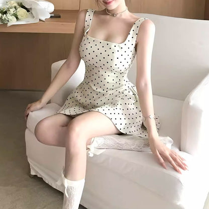 【Dress】ドット柄ミニワンピース T01375