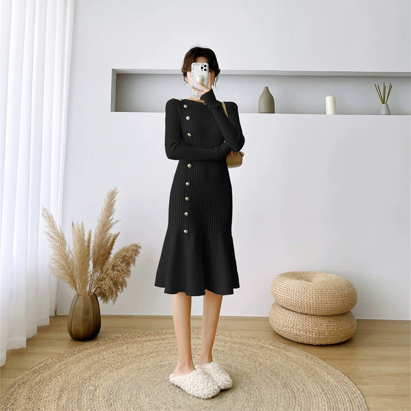 【Dress】春秋ニットフォーマルワンピース   W8031
