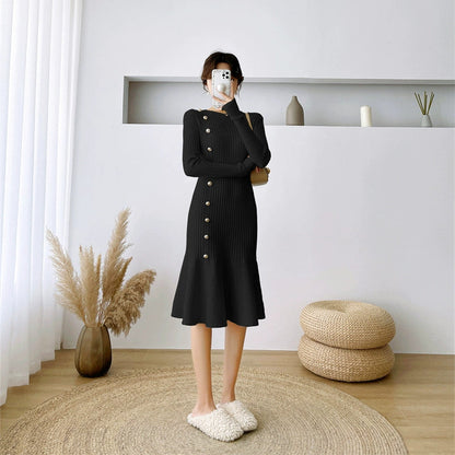 【Dress】春秋ニットフォーマルワンピース   W8031