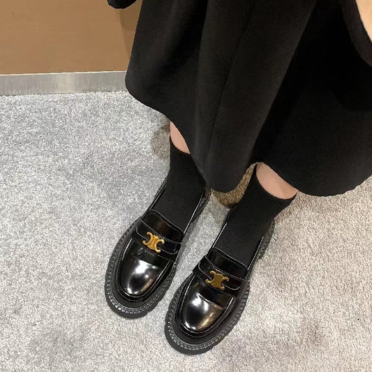 【Shoes】PUレザー厚底ローファーシューズ　Z-6487