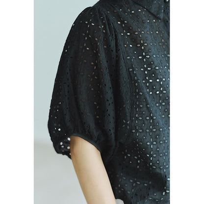 【Tops】キャミソール付き透かし彫りトップス T01686