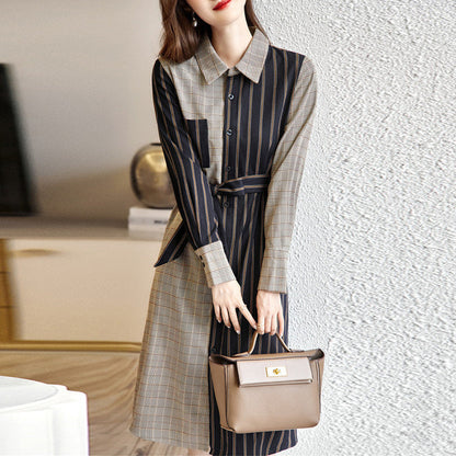 【Dress】切り替えデザインシャツワンピース     W8628