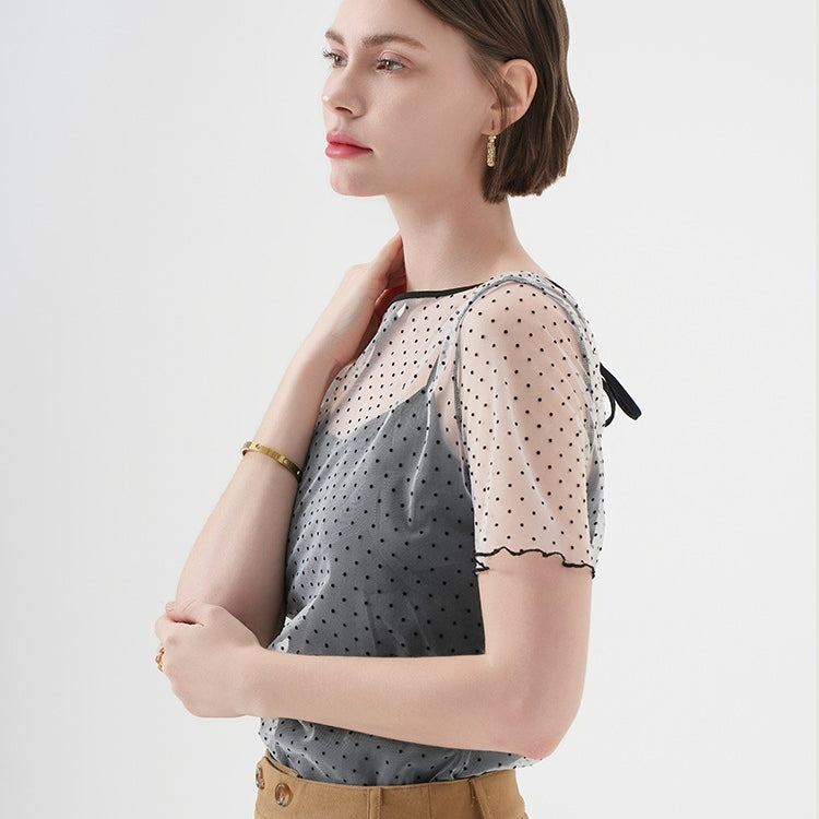 【Tops】メッシュTシャツアウターブラウス T01652