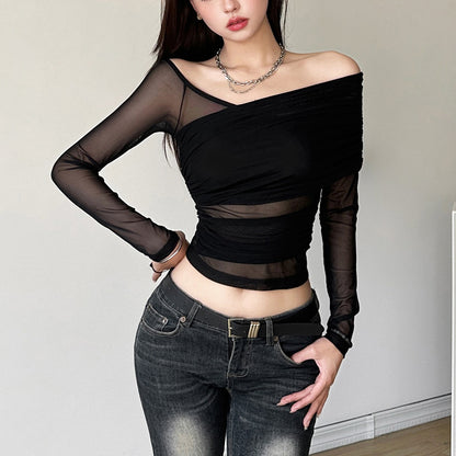 【Tops】セクシート透かし彫りTシャツ T01222