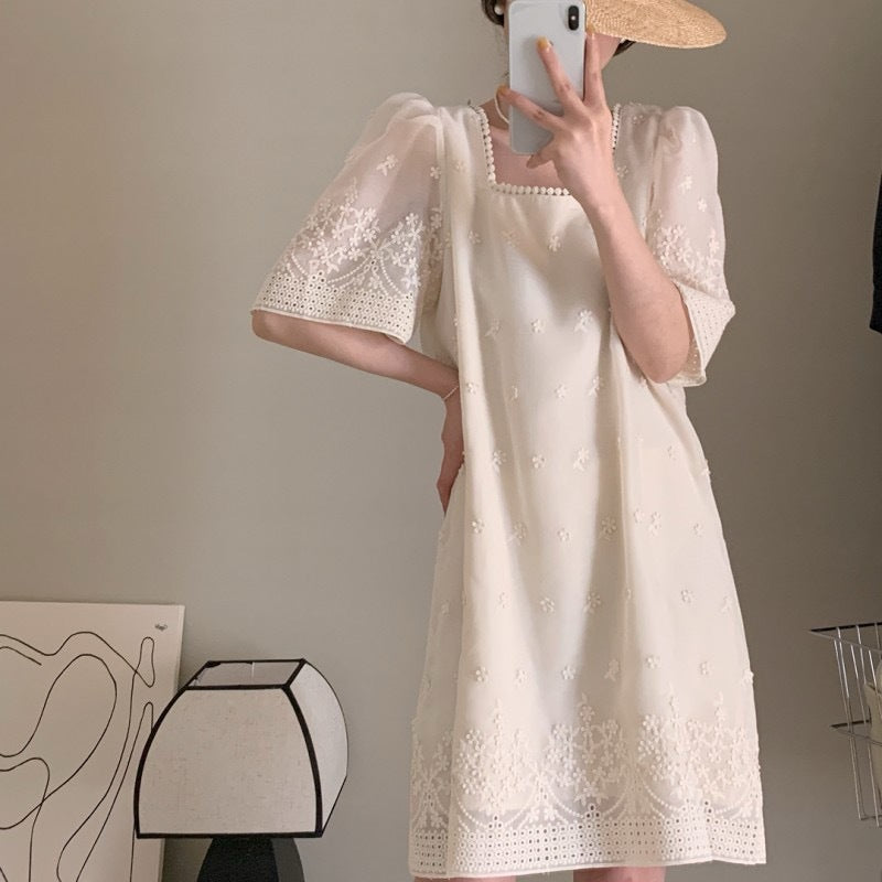 【Dress】花柄パフスリーブワンピース T01377