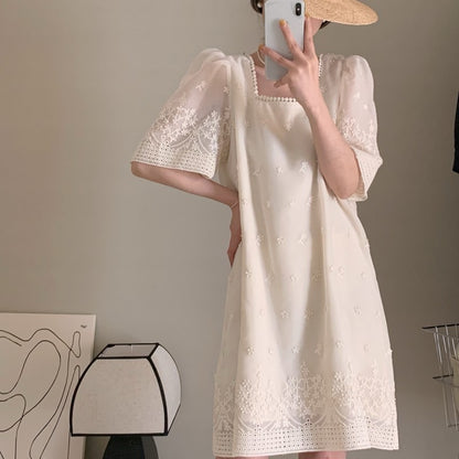 【Dress】花柄パフスリーブワンピース T01377
