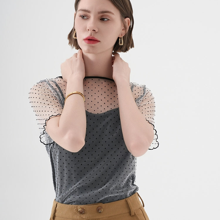 【Tops】メッシュTシャツアウターブラウス T01652