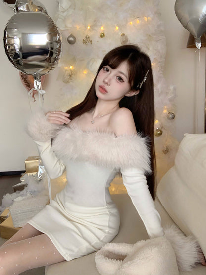 【Dress】クリスマスフェイクファーワンピース 　Ｗ14671