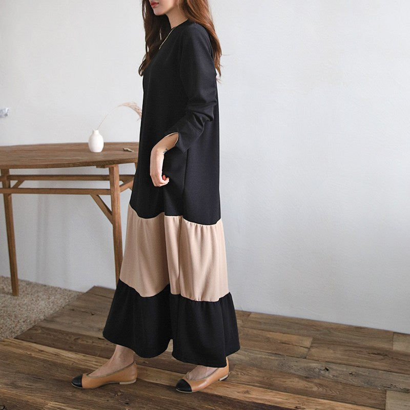 【Dress】ロング丈配色ワンピース　Z7836