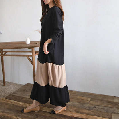 【Dress】ロング丈配色ワンピース　Z7836