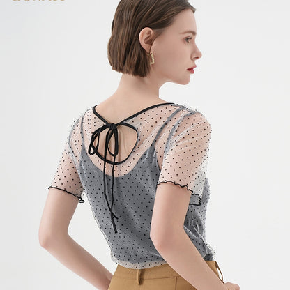 【Tops】メッシュTシャツアウターブラウス T01652