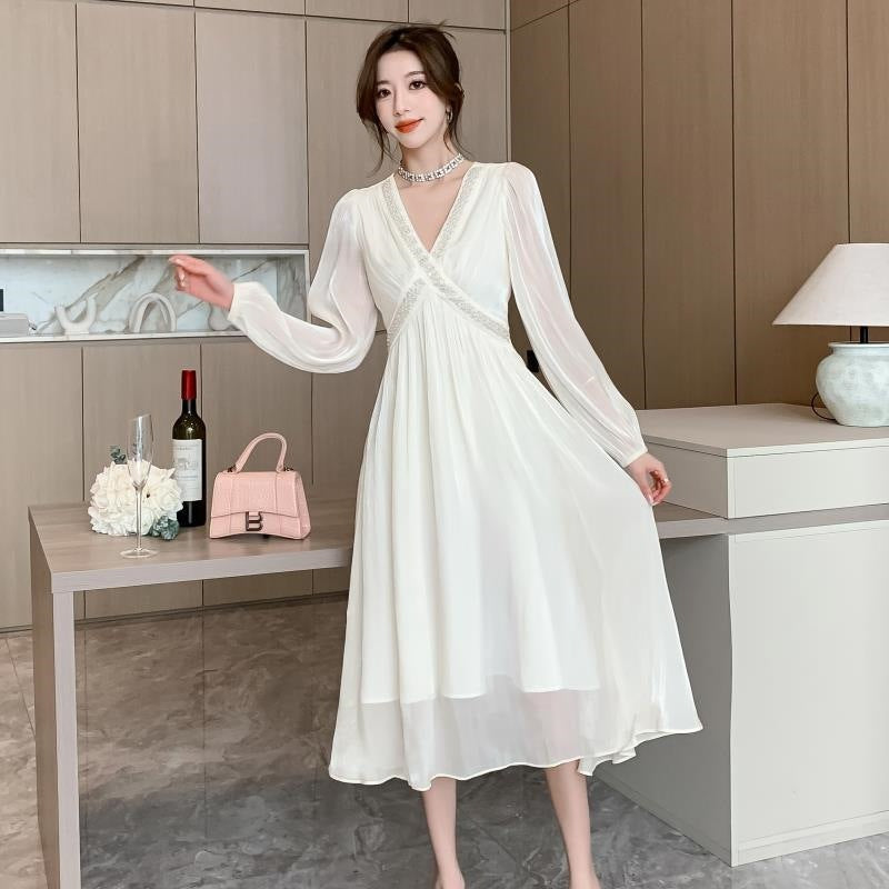 【Dress】キラキラVネックワンピース T01612
