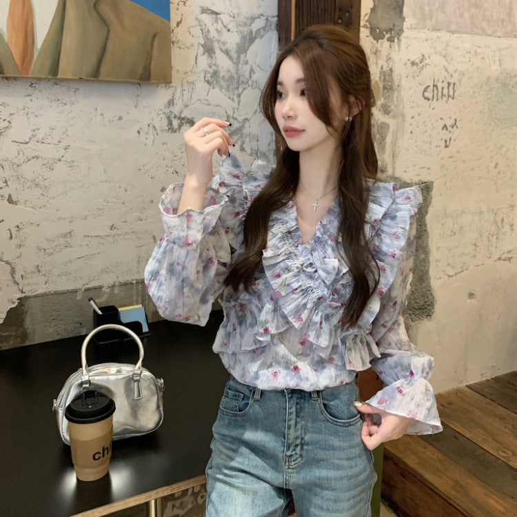 【Tops】パフスリーブVネックシャツ T01849