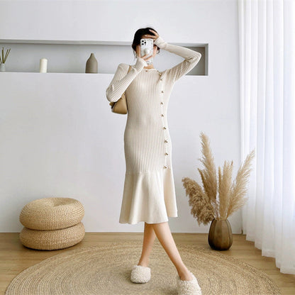 【Dress】春秋ニットフォーマルワンピース   W8031