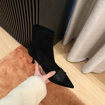 【Shoes】ハイヒール黒ブーツ　Z7821