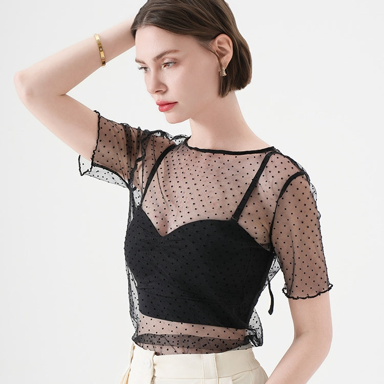 【Tops】メッシュTシャツアウターブラウス T01652