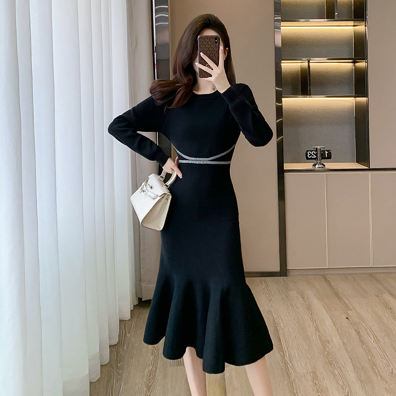 【Dress】マーメイドワンピース黒　Z7834
