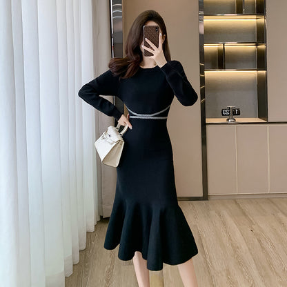 【Dress】マーメイドワンピース黒　Z7834