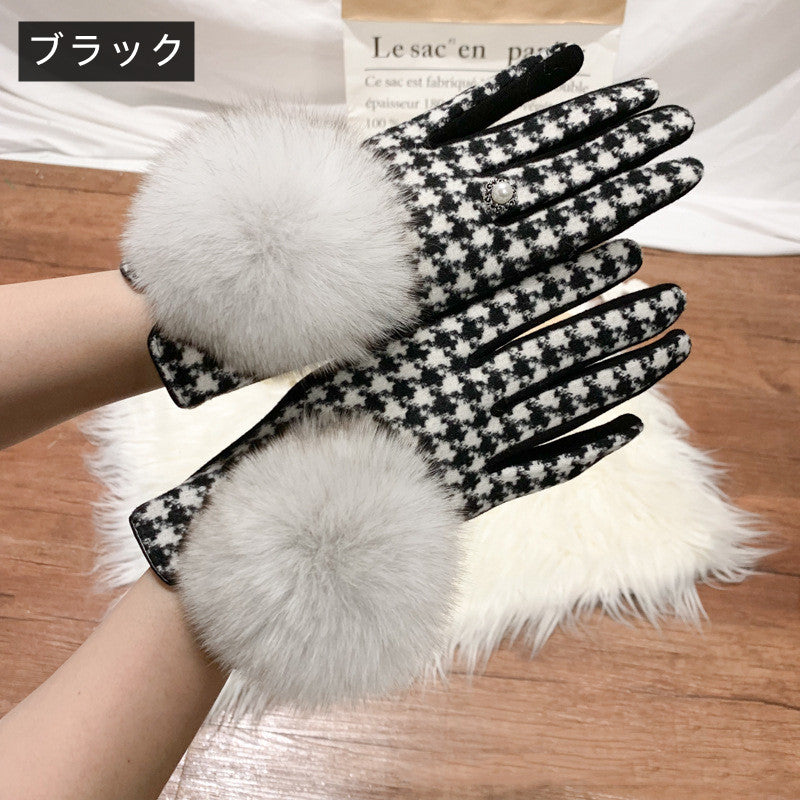 【雑貨】チェック柄手袋　Ｗ14567