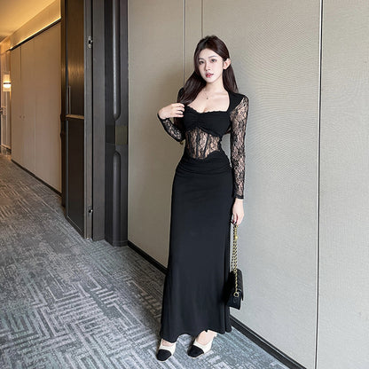 【Dress】レース切替ワンピース　Z7759